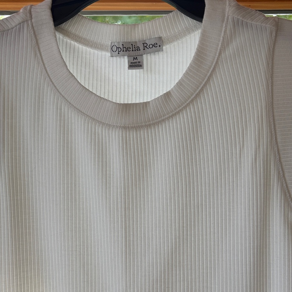 White Ribbed Muscle Tee - Picture 2 of 5